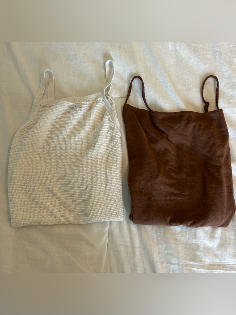 Banana Republic White and Brown Knit Camisole Duo